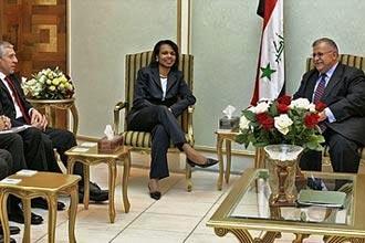 رايس و استرو يجتمعان مع الرئيس العراقي