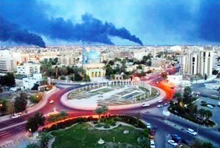 بغداد ملبدة بدخان النار والحرب