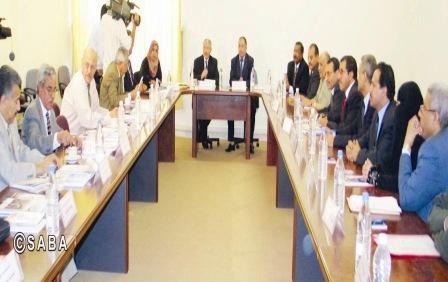 الهيئة الوطنية لمكافحة الفساد في احد اجتماعاتها مع الجهاز المركزي للرقابة والمحاسبة/ ارشيف