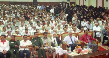 الجبلي اثناء حضوره الحفل الخطابي والفني في محافظة الحديدة أمس