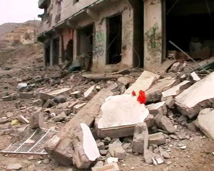 صورة من الدمار الذي أحدثته عناصر الإرهاب والتمرد في صعدة