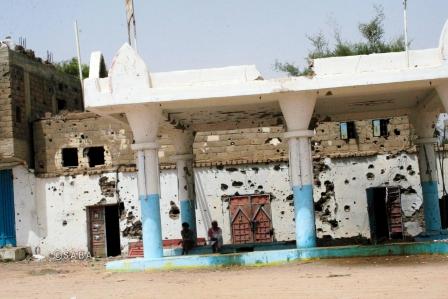 صورة من الدمار الذي أحدثته عصابة التخريب في صعدة