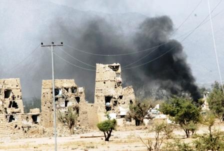 صورة من الدمار الذي أحدثته العناصر الإرهابية في صعدة