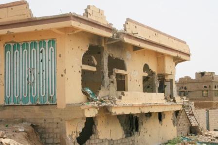 صورة من الدمار الذي أحدثته عناصر الإرهاب والتخريب في صعدة/ إرشيف