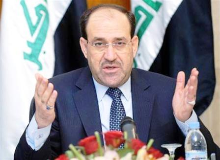 رئيس الوزراء العراقي نوري المالكي خلال اجتماع في بغداد يوم الاربعاء.