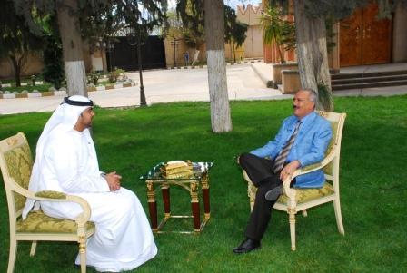 رئيس الجمهورية أثناء المقابلة التي اجرتها معه قناة (دبي الرياضية)