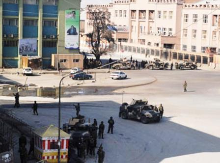 قوات الأمن الأفغانية بإحدى الساحات الرئيسية بكابل