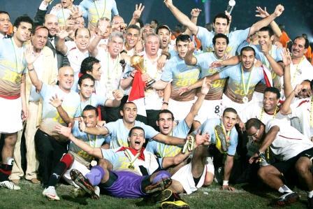 المنتخب المصري يحتفل بكأس إفريقيا للمرة الثالثة على التوالي