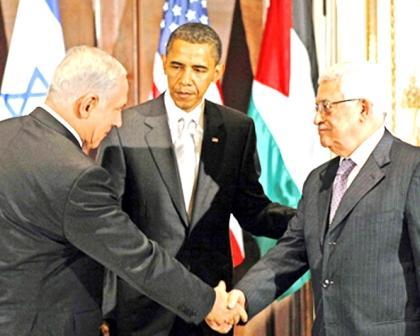 عباس وأوباما ونتنياهو / صورة من الارشيف