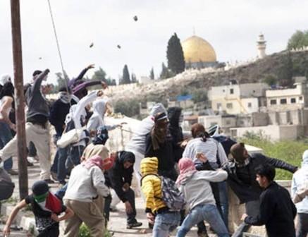 احتجاجات فلسطينية في القدس المحتلة على بناء (كنيس الخراب )يوم أمس