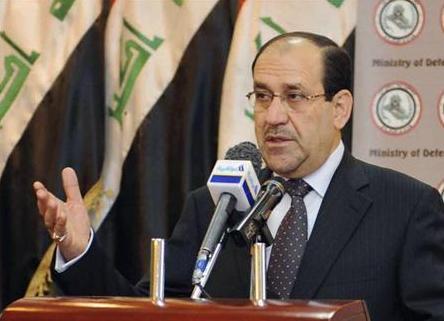 رئيس الوزراء العراقي نوري المالكي في مؤتمر صحفي ببغداد يوم 31 مارس  2010.