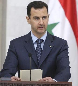 الرئيس السوري بشار الأسد يدلي بتصريحات في دمشق يوم 18 مارس  2010.