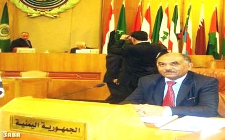 وزير الإعلام خلال مشاركته في اجتماع وزراء الإعلام العرب