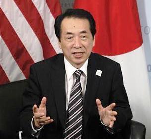 رئيس وزراء اليابان ناوتو كان يدلي بتصريحات في كندا يوم 27 يونيو حزيران 2010.