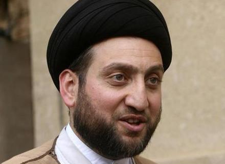 عمار الحكيم رئيس المجلس الأعلى الإسلامي العراقي يدلي بتصريحات في النجف