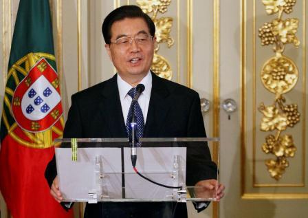 الرئيس الصيني هو جين تاو في لشبونة
