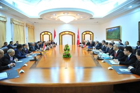 جلسة المباحثات اليمنية التركية برئاسة رئيسي البلدين أمس