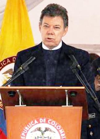 رئيس كولومبيا خوان مانويل سانتوس يلقي كلمة في بوياكا