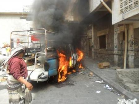 من آثار أعمال المشترك التخريبية في تعز