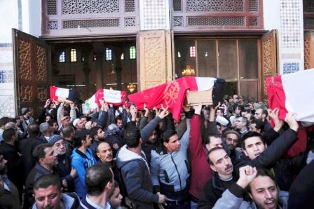 جانب من تشييع جنازات قتلى تفجيرات دمشق