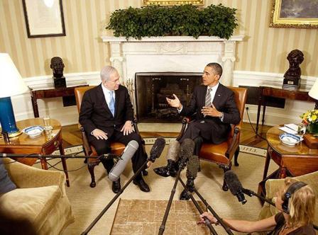 الرئيس الأمريكي أوباما ورئيس الوزراء الإسرائيلي نتنياهو