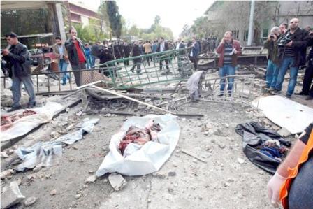 من آثار الأعمال الإرهابية في العاصمة السورية