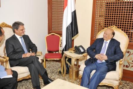 رئيس الجمهورية لدى استقباله سفير ألمانيا الاتحادية بصنعاء