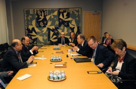 أمين عام الأمم المتحدة لدى استقباله رئيس الجمهورية بمقر الأمم المتحدة بنيويورك