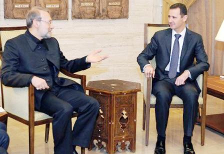 بشار الأسد خلال لقائه رئيس مجلس الشورى الإيراني أمس