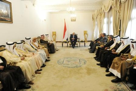رئيس الجمهورية لدى استقباله أمين عام مجلس التعاون الخليجي وسفراء دول مجلس التعاون الخليجي باليمن