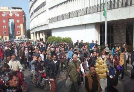 جانب من المظاهرات في محافظة الدقهلية المصرية أمس