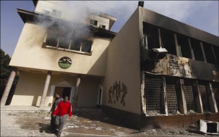 مقر اتحاد كرة القدم بعد احتراقه