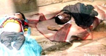 جانب من قتلى المجزرة الكيميائية بغاز الكلور  في مدينة (خان العسل) السورية