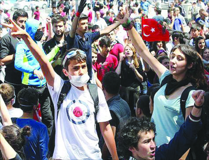 جانب من الاحتجاجات التركية