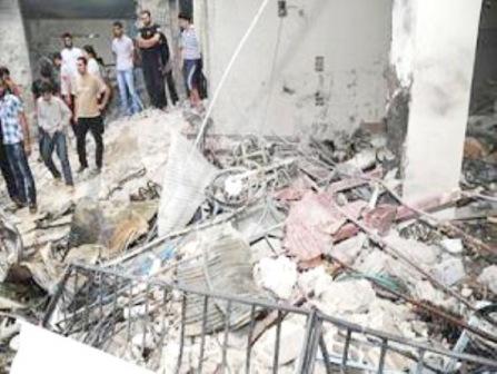 آثار التفجير الإرهابي في دمشق أمس