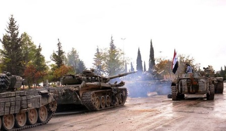 الجيش السوري خلال تقدمه إلى بلدة صدد